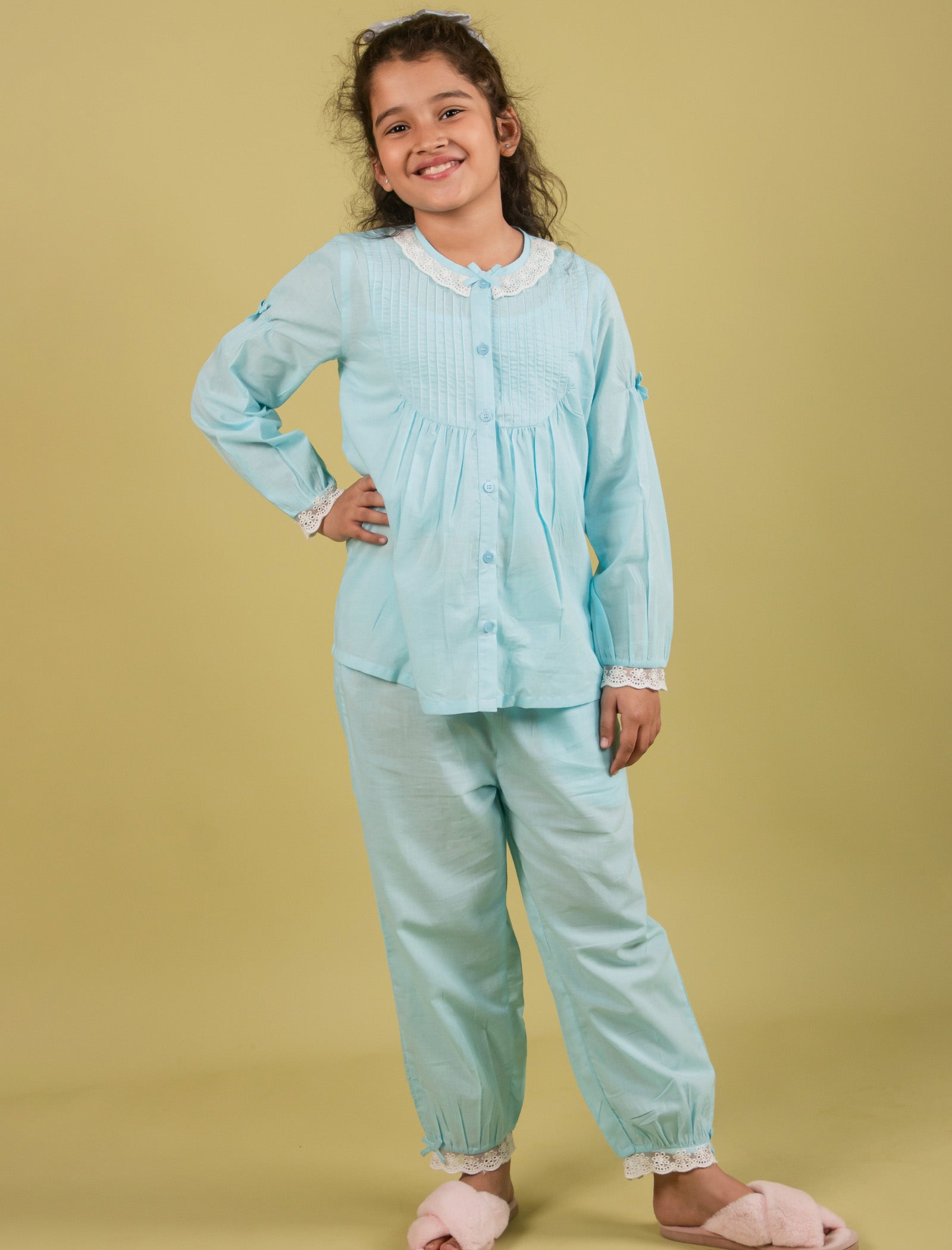 Fairy Floss Nightdress For Kids Girls With Inner Camisole (Baby Blue)