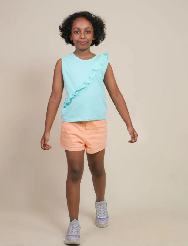 Girls Kids Denim Shorts (Peach)
