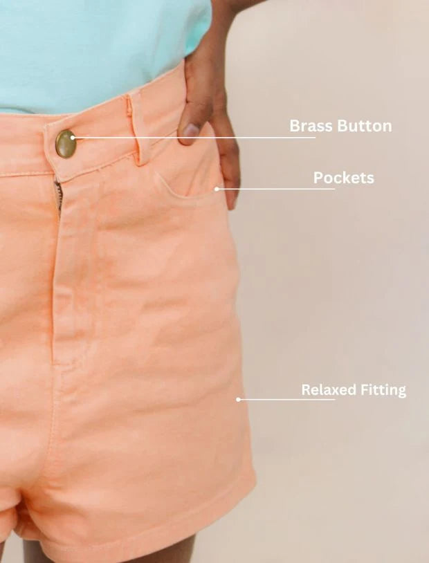 Girls Kids Denim Shorts (Peach)