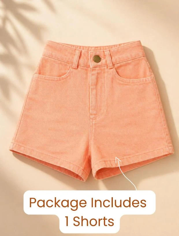 Girls Kids Denim Shorts (Peach)