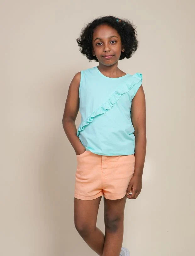 Girls Kids Denim Shorts (Peach)