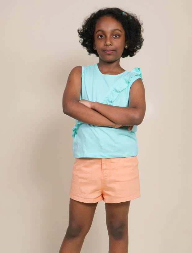 Girls Kids Denim Shorts (Peach)