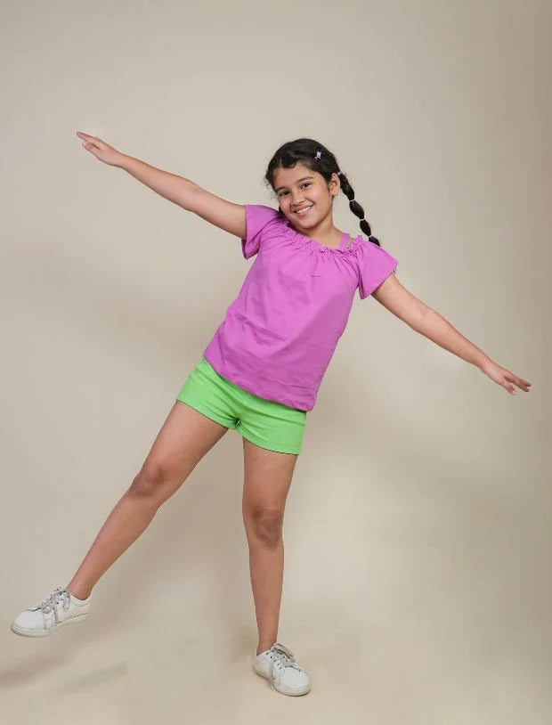 Lime Green Denim Shorts for Kids Girls