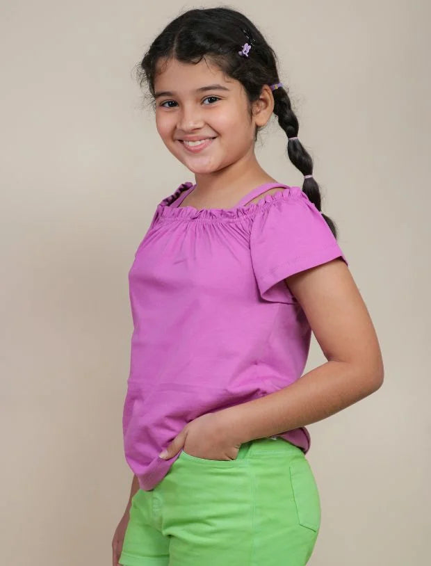Lime Green Denim Shorts for Kids Girls