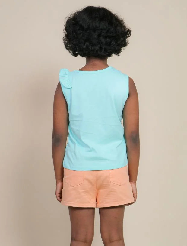 Girls Kids Denim Shorts (Peach)